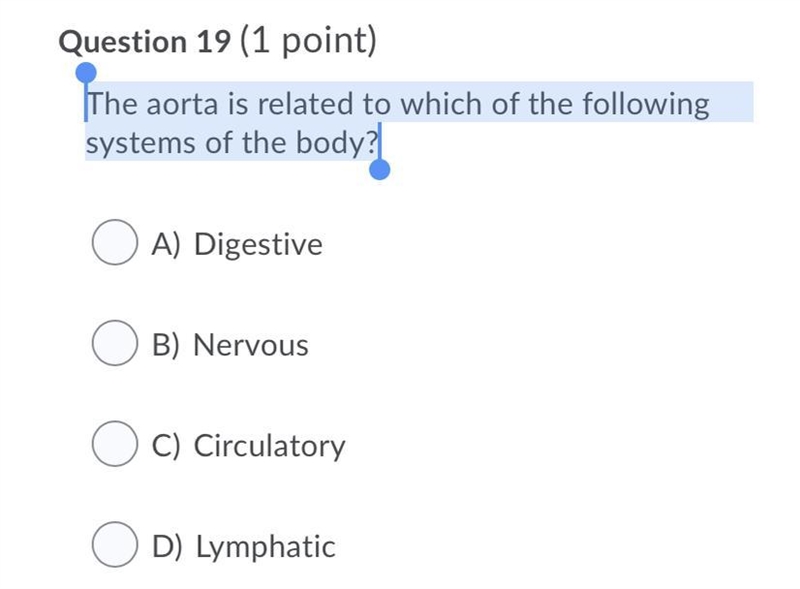 The aorta is related to which of the following systems of the body?-example-1