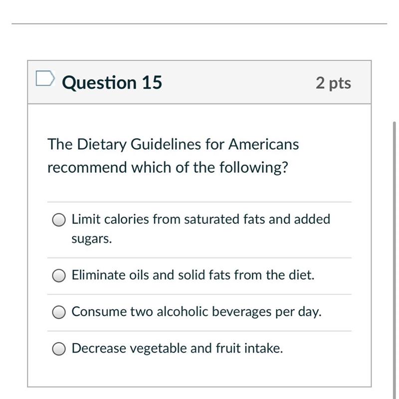 The dietary guidelines for Americans recommend which of the following?-example-1