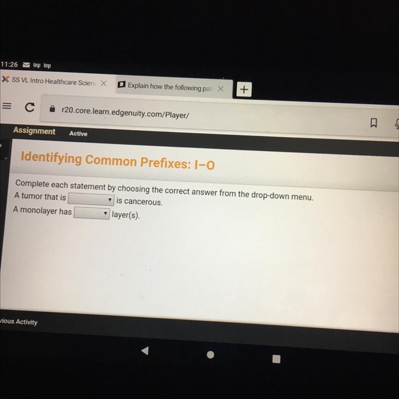 Complete each statement by choosing the correct answer from the drop down menu, A-example-1