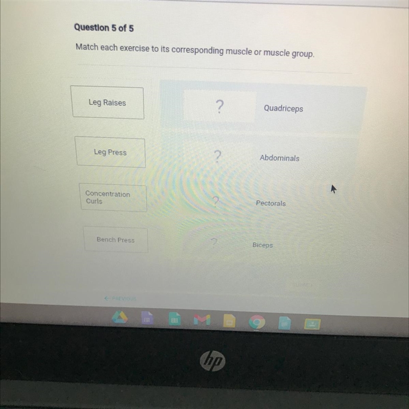 Match each exercise to its corresponding muscle or muscle group￼-example-1