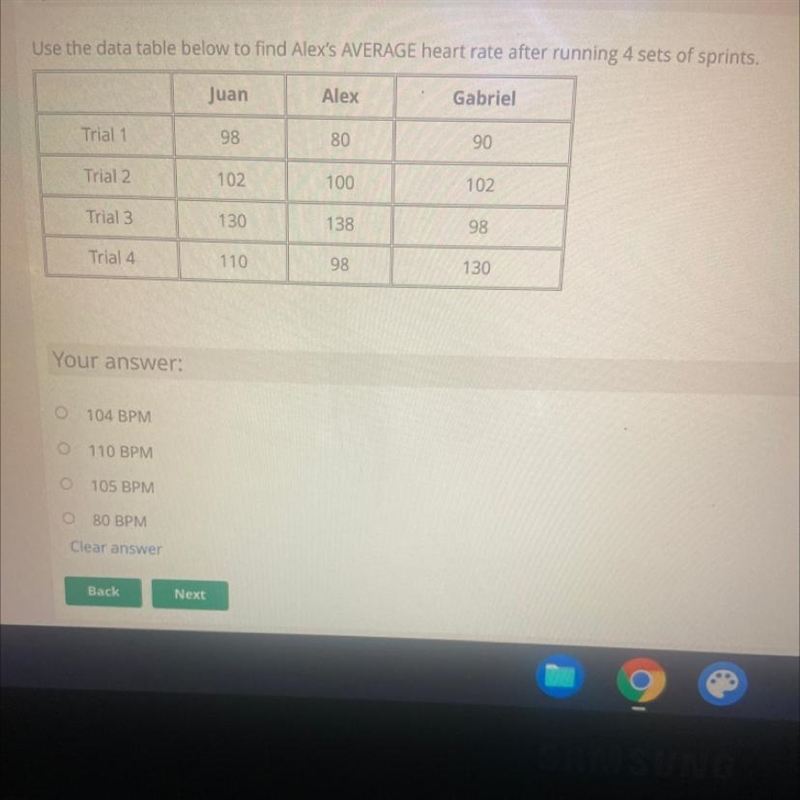 Us the data table to find Alex's AVERAGE heart rate after running 4 sets of sprints-example-1