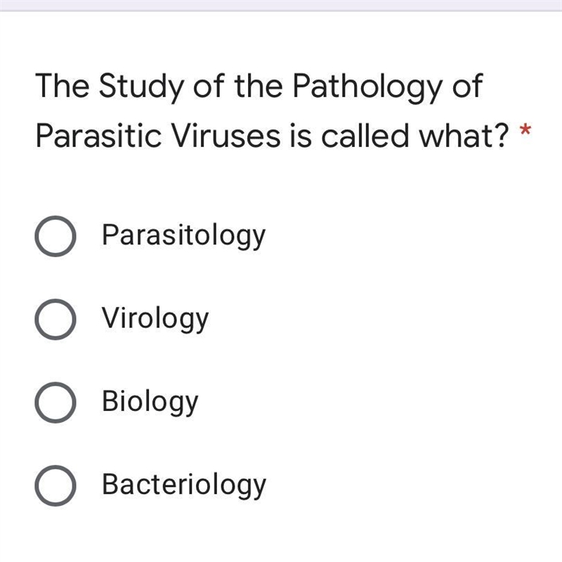 The study of the pathology of parasitic virus is called what?-example-1