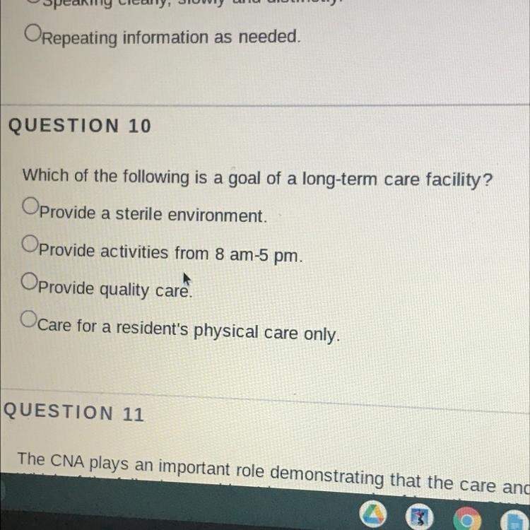 Which of the following is a goal of a long-term care facility-example-1