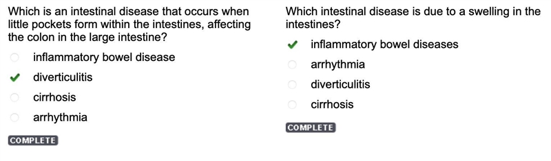 Which is an intestinal disease that occurs when little pockets form within the intestines-example-1