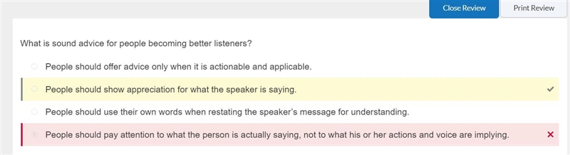 What is sound advice for people becoming better listeners? People should show appreciation-example-1