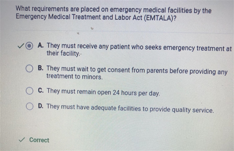 What requirements are placed on emergency medical facilities by the Emergency Medical-example-1