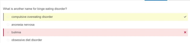 What is another name for binge eating disorder? compulsive overeating disorder bulimia-example-1