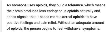 What happens physiologically when a person with opioid tolerance becomes dependent-example-1