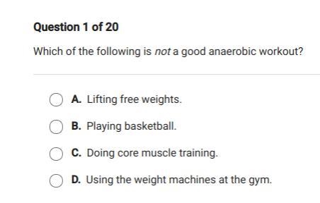 Which of the following is not a good anaerobic workout?-example-1