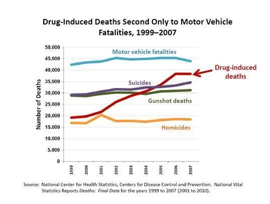 According to the graph, drug-induced deaths in America in 1999 were at nearly 20,000. By-example-1