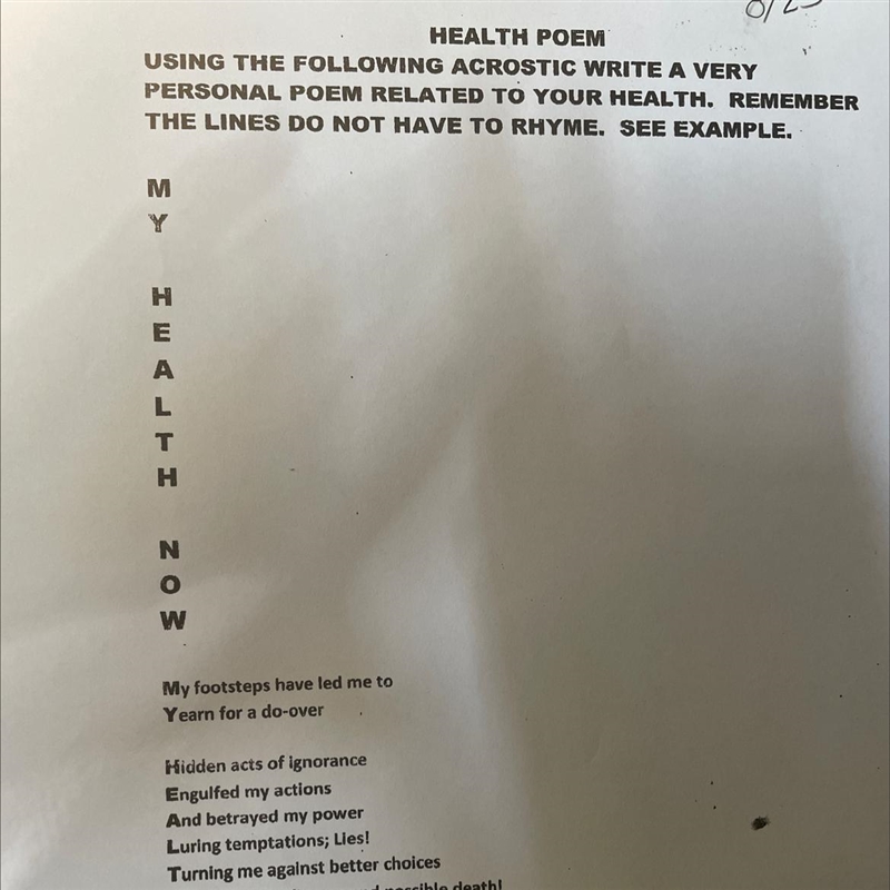 Can someone me write a poem related to health it doesn’t have to be personal-example-1