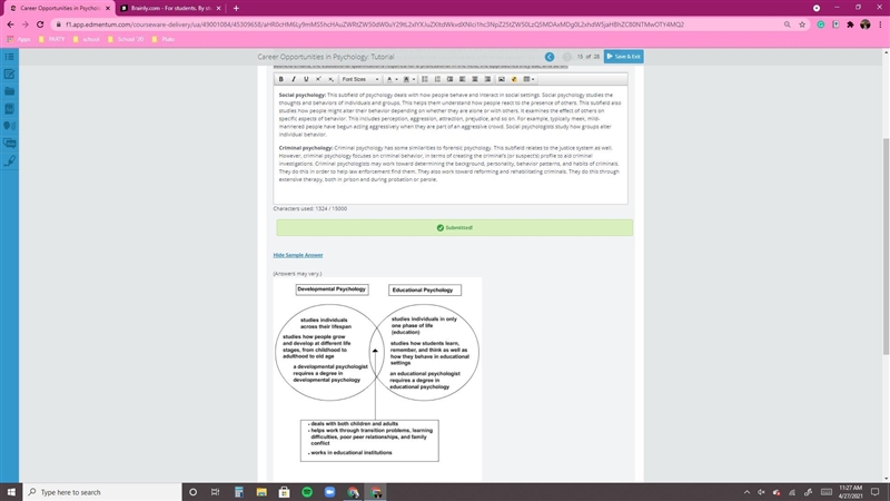 HELP!! Select any two subfields of psychology that interest you. Create a Venn diagram-example-1