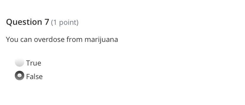 PLEASE HELP!!! You can overdose on marijuana true or false (This is confusing because-example-1