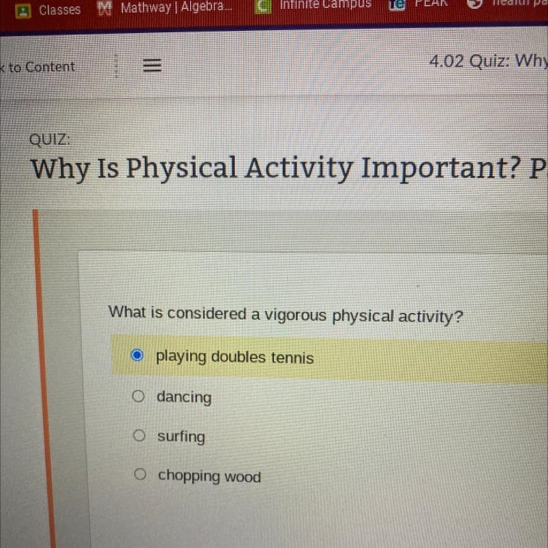 What is considered a vigorous activity-example-1