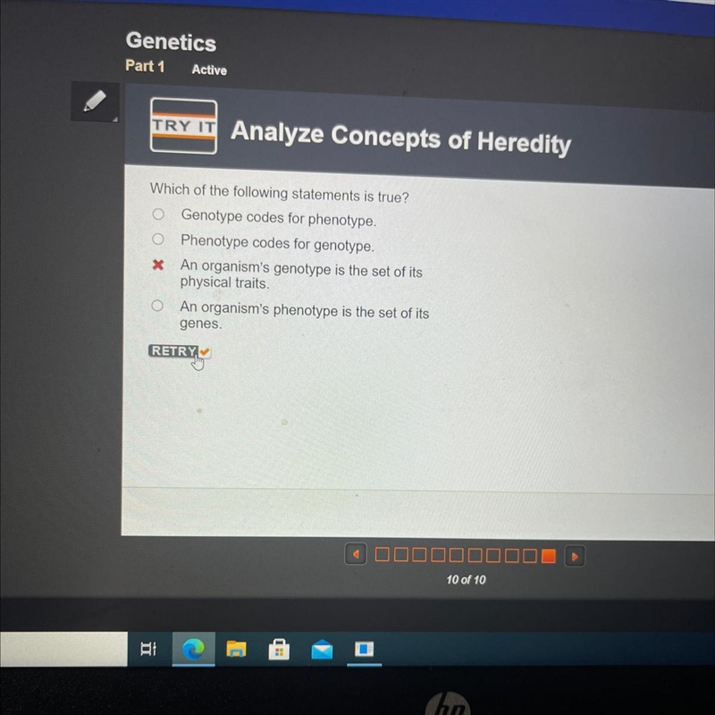 Which of the following statements is true? Genotype codes for phenotype. Phenotype-example-1