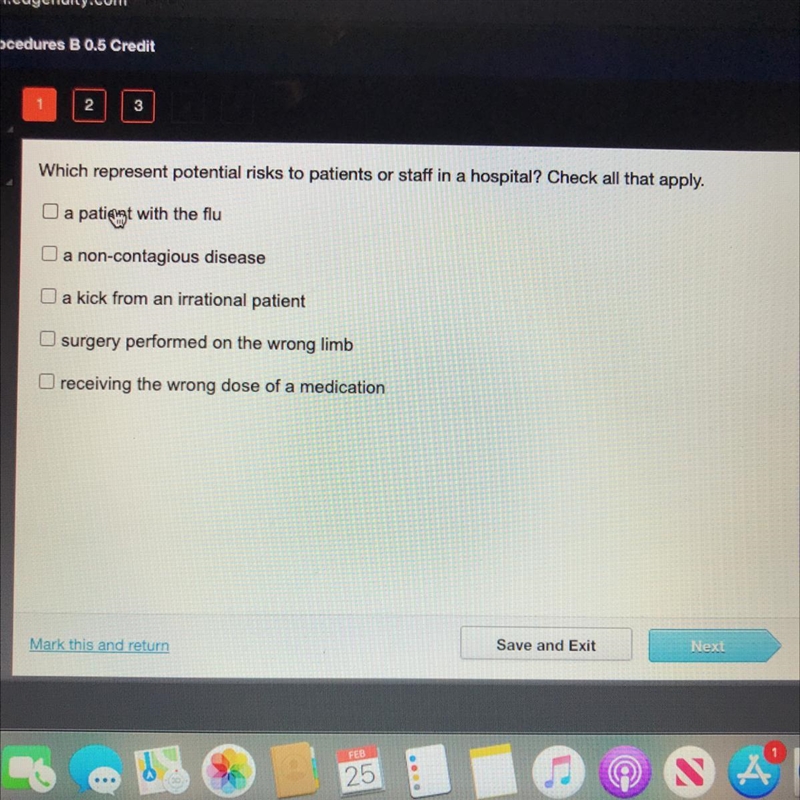 Which represent potential risks to patients or staff in a hospital?-example-1