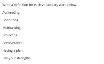 I need definetion for each word execpt for Perseverance and Prioritizing.-example-1