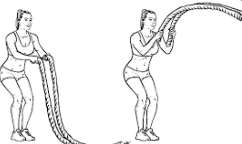 Which battle rope exercise involves moving both arms together, rapidly up and down-example-1