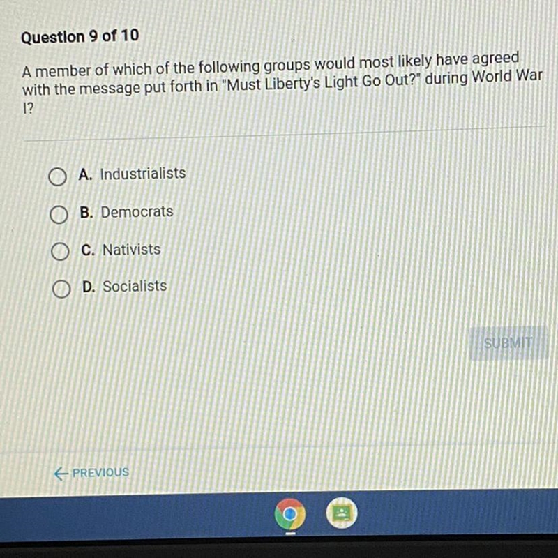 The answer is not letter A-example-1