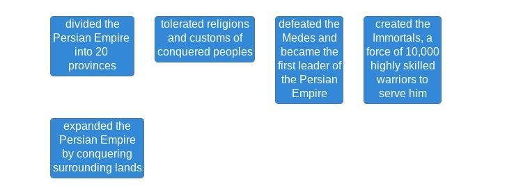 Match the descriptions to Cyrus the Great, Darius I, or both.-example-2