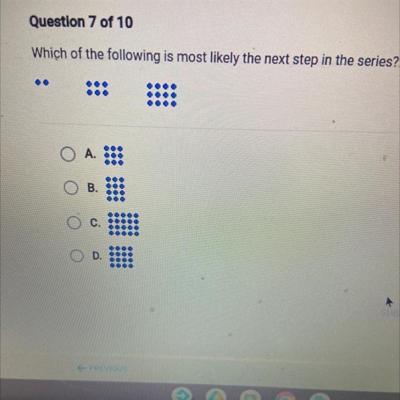 Which of the following is most likely the next step in the series?-example-1