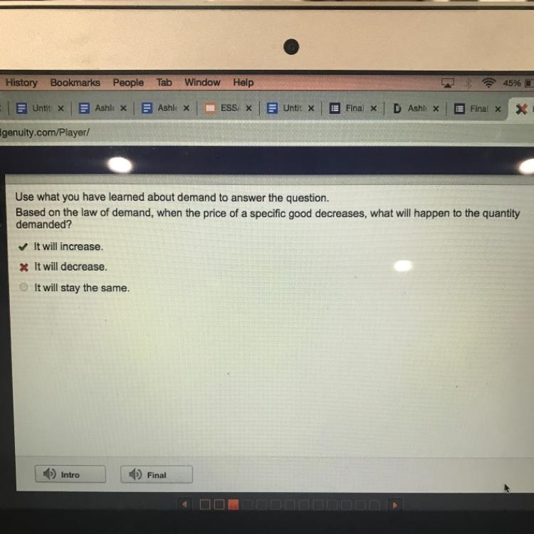 The Law of Demand Use what you have learned about demand to answer the question. Based-example-1