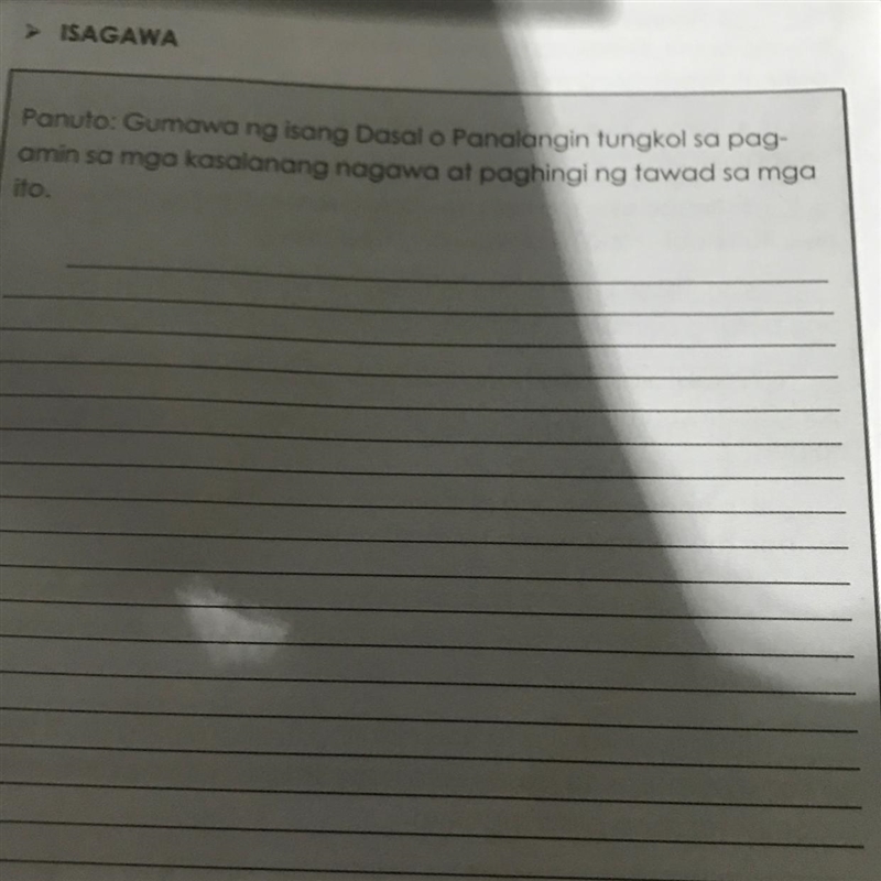 Panuto: Gumawa ng isang Dasalo Panolongin tung sog. amin sa mga kasalanang nagawa-example-1