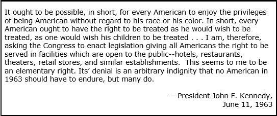 President Kennedy was asking Congress to — A.) pass legislation protecting the civil-example-1