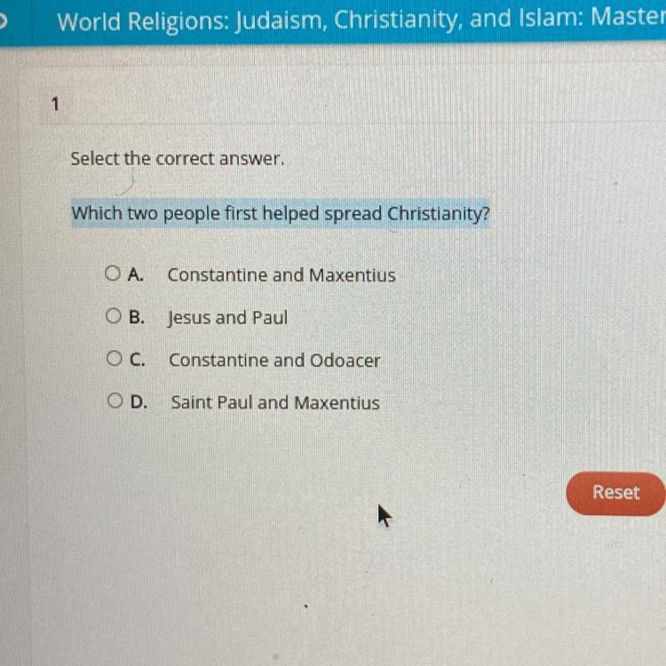 Which two people first helped spread Christianity? HELP PLEASE-example-1