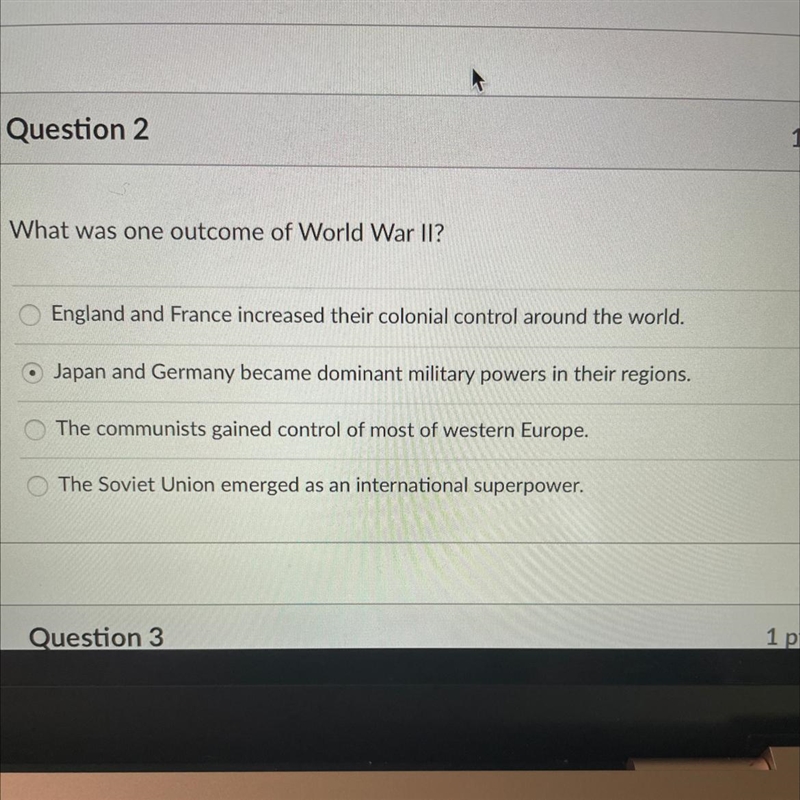 What was one outcome of World War II?-example-1