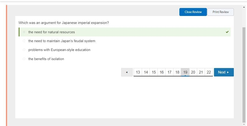 Which was an argument for Japanese imperial expansion? A. the need for natural resources-example-1