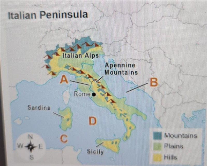 Which letter labels the Tyrrhenian Sea?​-example-1