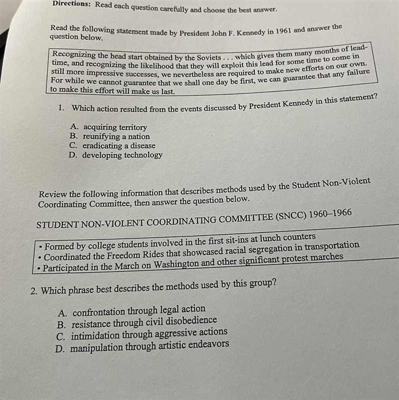 Directions: Read each question carefully and choose the best answer. Read the following-example-1