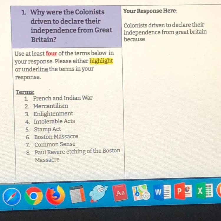 Why were the Colonists driven to declare their independence from Great Britain? Can-example-1