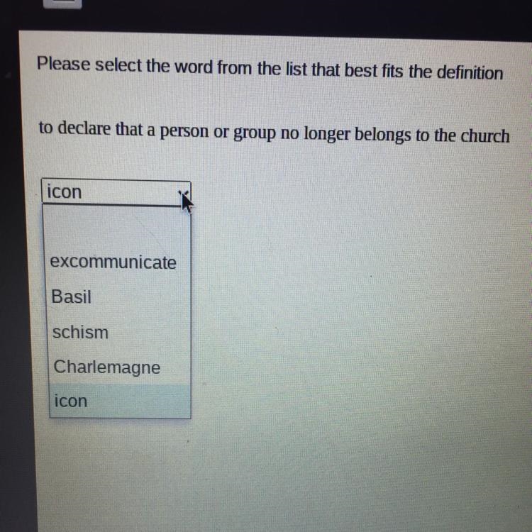 E Please select the word from the list that best fits the definition to declare that-example-1