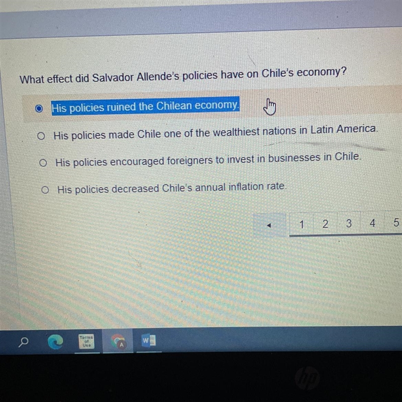 What effect did Salvador Allende's policies have on Chile's economy? O His policies-example-1