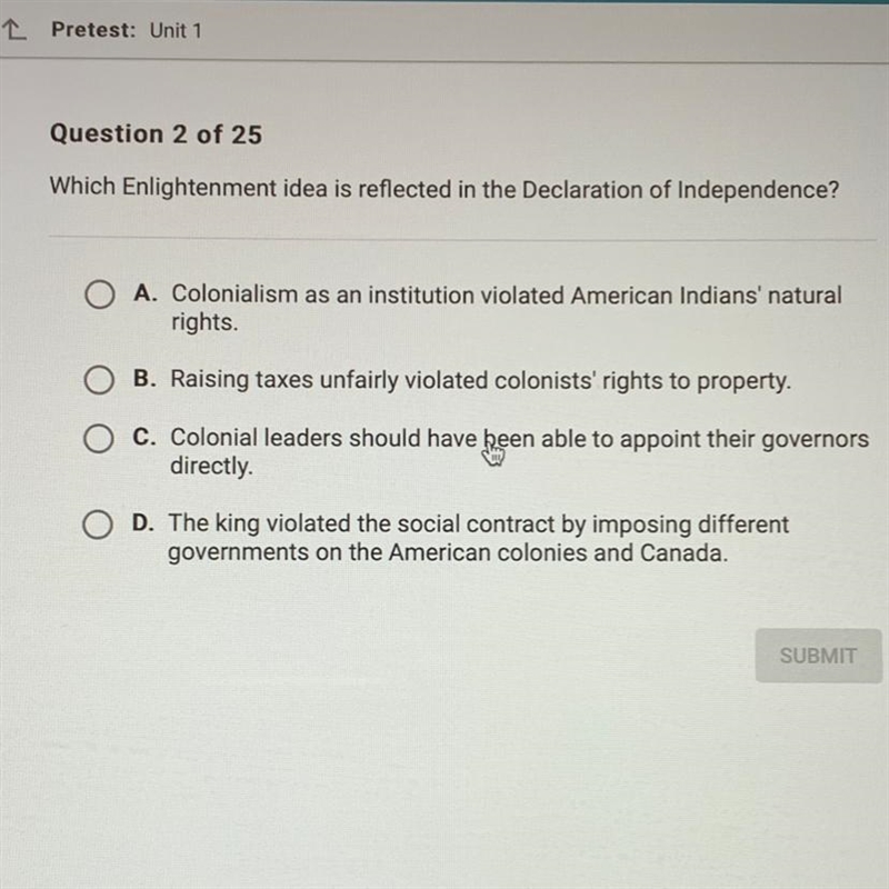 Which Enlightenment idea is reflected in the Declaration of Independence?-example-1