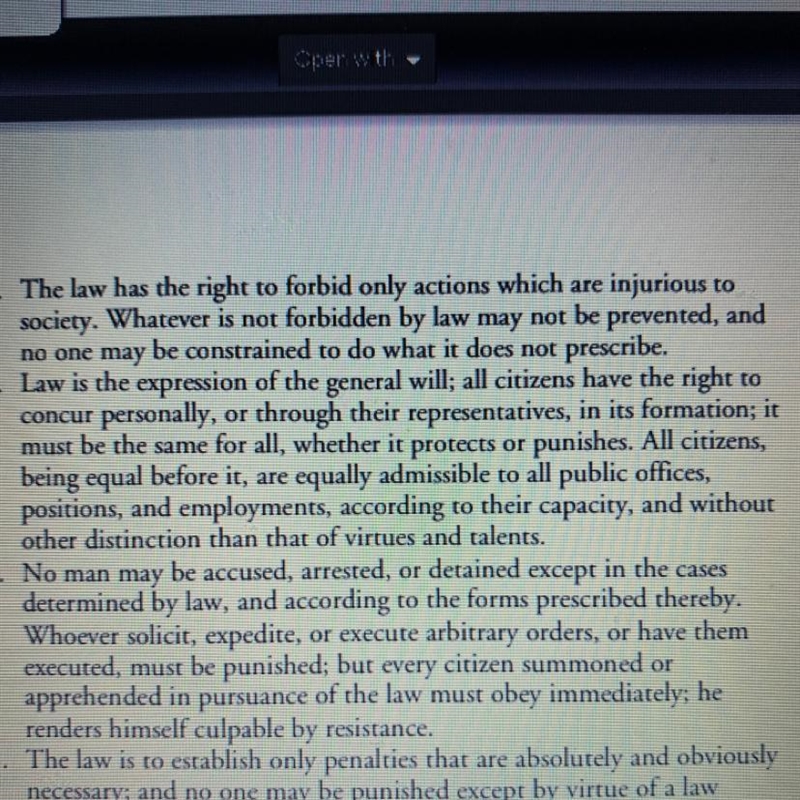 What does Article 6 in the Declaration of the Rights of Man mean and why is it important-example-1