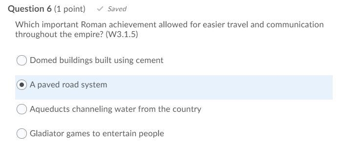 Which important Roman achievement allowed for easier travel and communication throughout-example-1