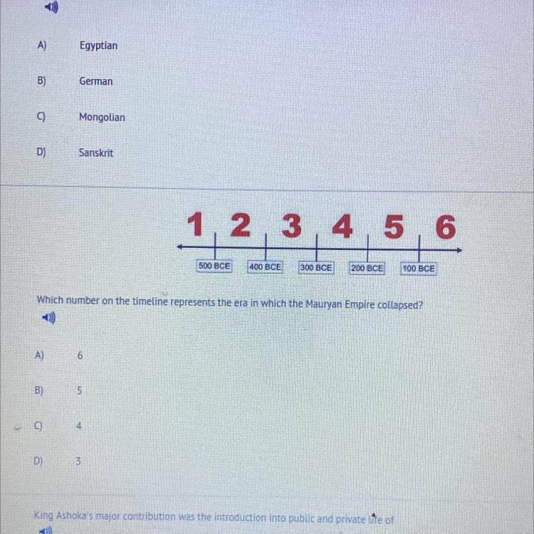 14) Which number on the timeline represents the era in which the Mauryan Empire collapsed-example-1