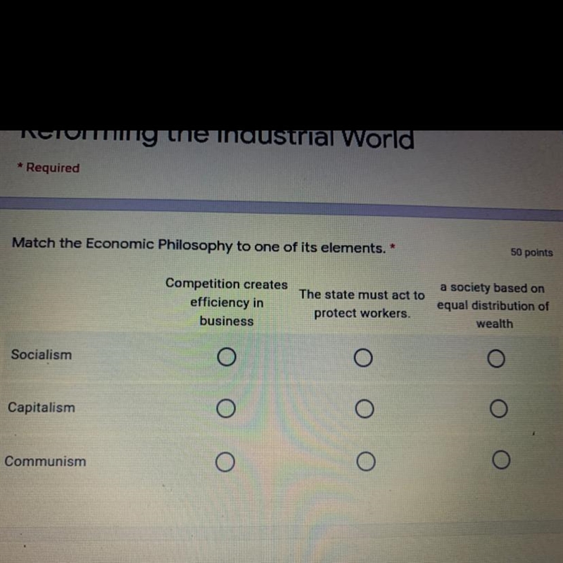 Match the economic philosophy to one of its elements-example-1