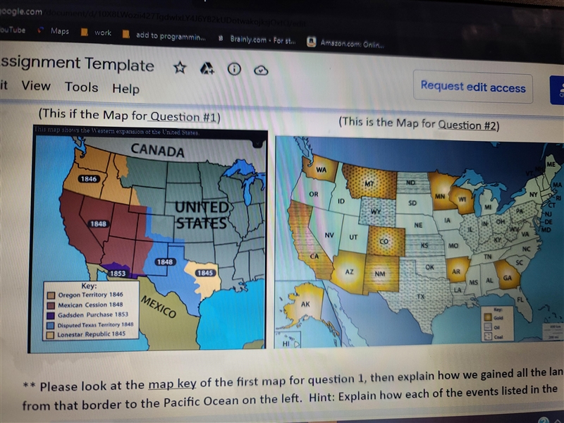 76 pts pls help Describe events that explain the border differences between these-example-1