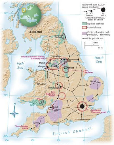 Based on the map, which of the following was imperative to England’s ability to industrialize-example-1