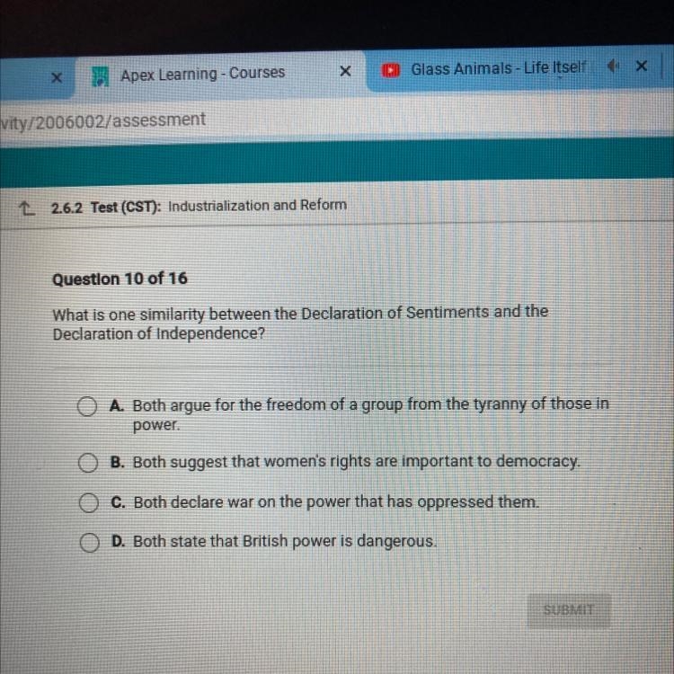 What is one similarity between the Declaration of Sentiments and the Declaration of-example-1