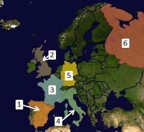 Analyze the map below and answer the question that follows. A political map of Europe-example-1