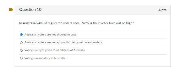 10 POINTS!!! In Australia 94% of registered voters vote. Why is their voter turn out-example-1