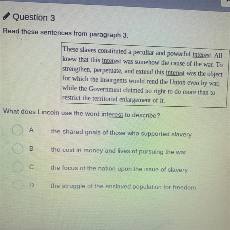 Read these sentences from paragraph 3. These slaves constituted a peculiar and powerful-example-1