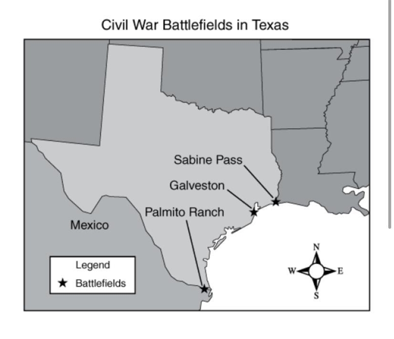 What do you notice about the location of all the battles in Texas?-example-1