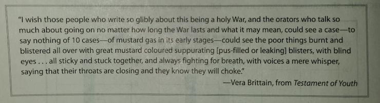 Please help 1. Vera Brittain, was a nurse during WWI. In the passage below, why do-example-1