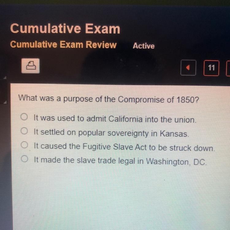 What was a purpose of the Compromise of 1850?-example-1